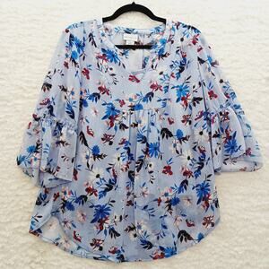 Blouse Size M Blue Red Babydoll Ruffle Romantic Bloomcore Feminine Chic Cruise